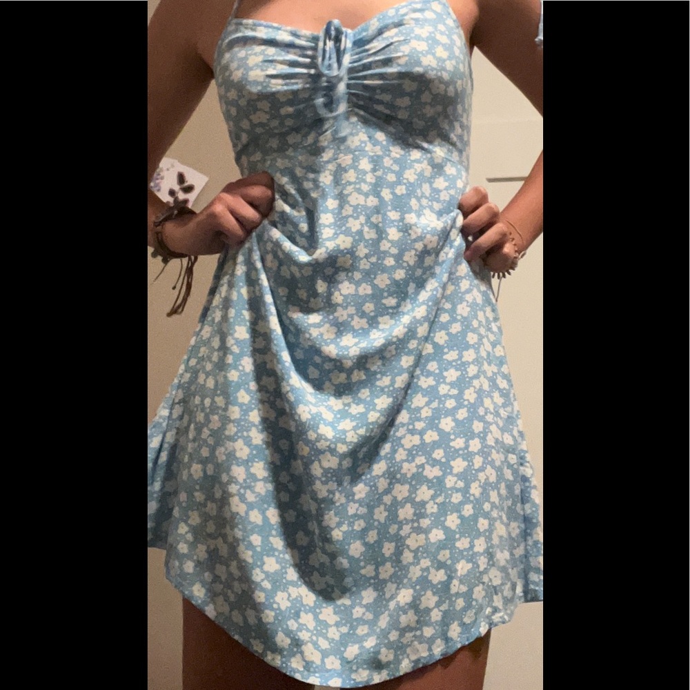 Blue halter top dress